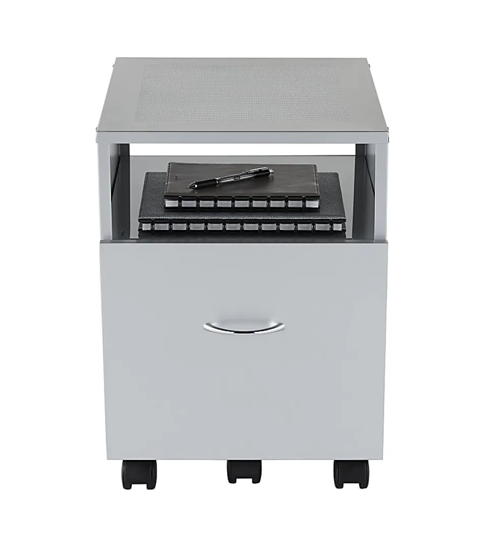 Realspace® Vista 20"D Metal Mobile File Storage Cart, Silver