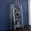 Realspace® Vista 60"H 4-Shelf Glass/Metal Bookcase, Clear/Silver