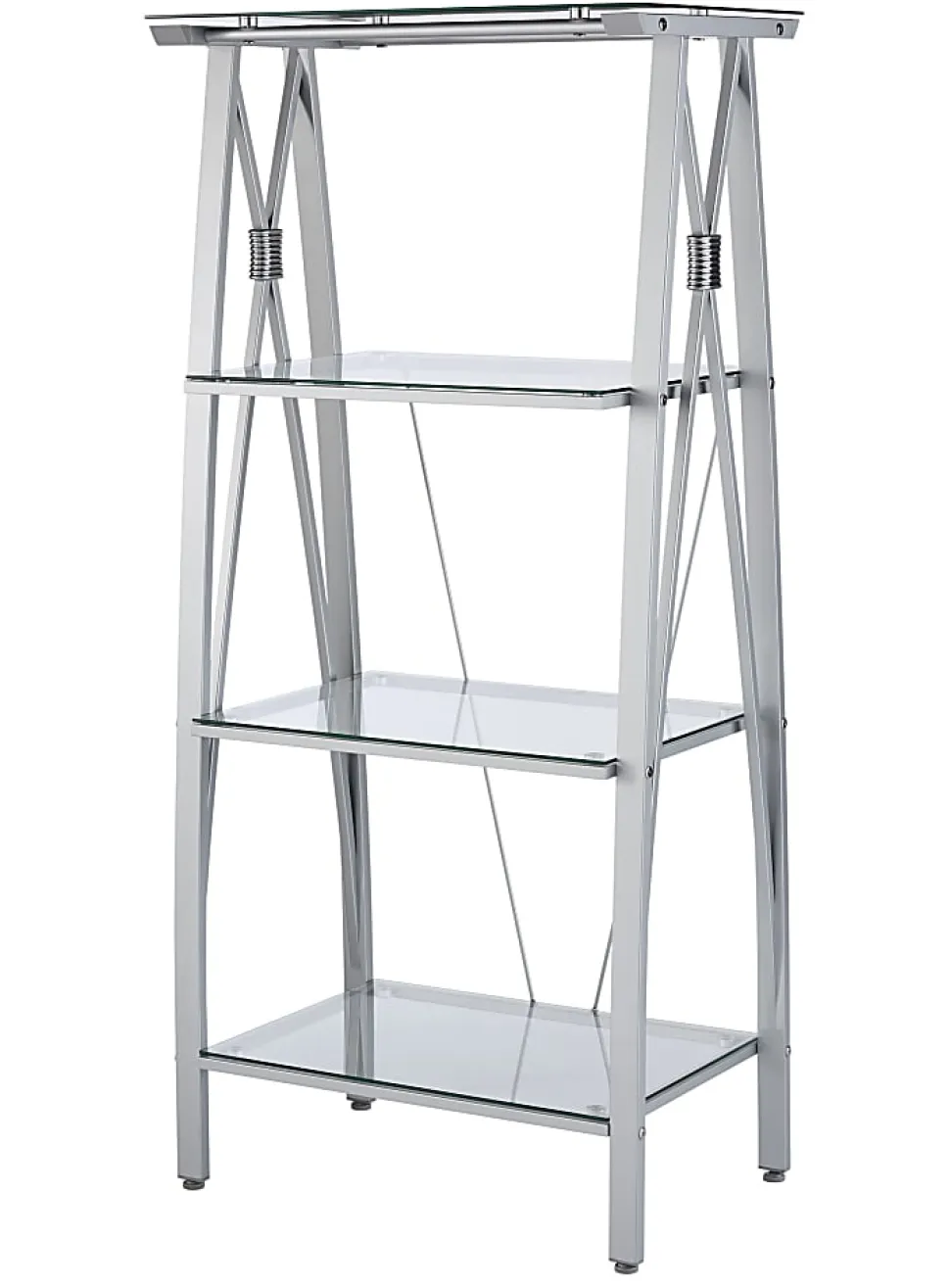 Realspace® Vista 60"H 4-Shelf Glass/Metal Bookcase, Clear/Silver
