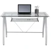 Realspace® Vista 48"W Glass Computer Desk, Silver