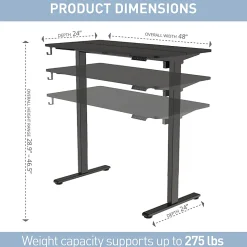 Realspace® 48”W Essential Electric Height Adjustable Standing Desk, Black