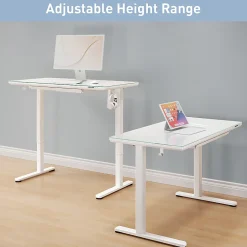 Realspace® 48”W Glass-Top Electric Height-Adjustable Standing Desk, White