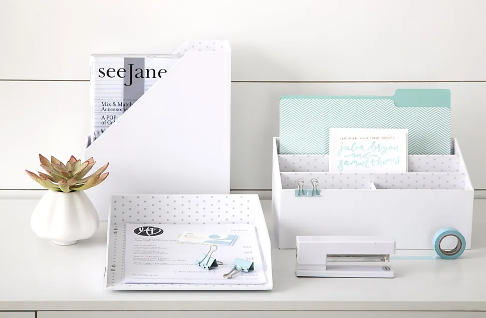 Realspace® White Dot Desktop Organizer
