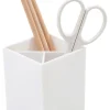 Realspace® White Plastic 3-Compartment Pencil Cup