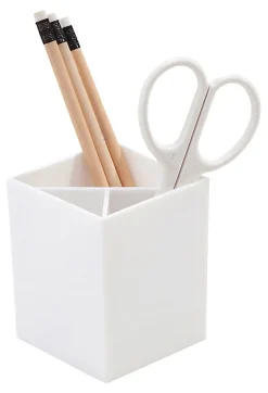 Realspace® White Plastic 3-Compartment Pencil Cup