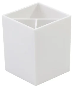 Realspace® White Plastic 3-Compartment Pencil Cup
