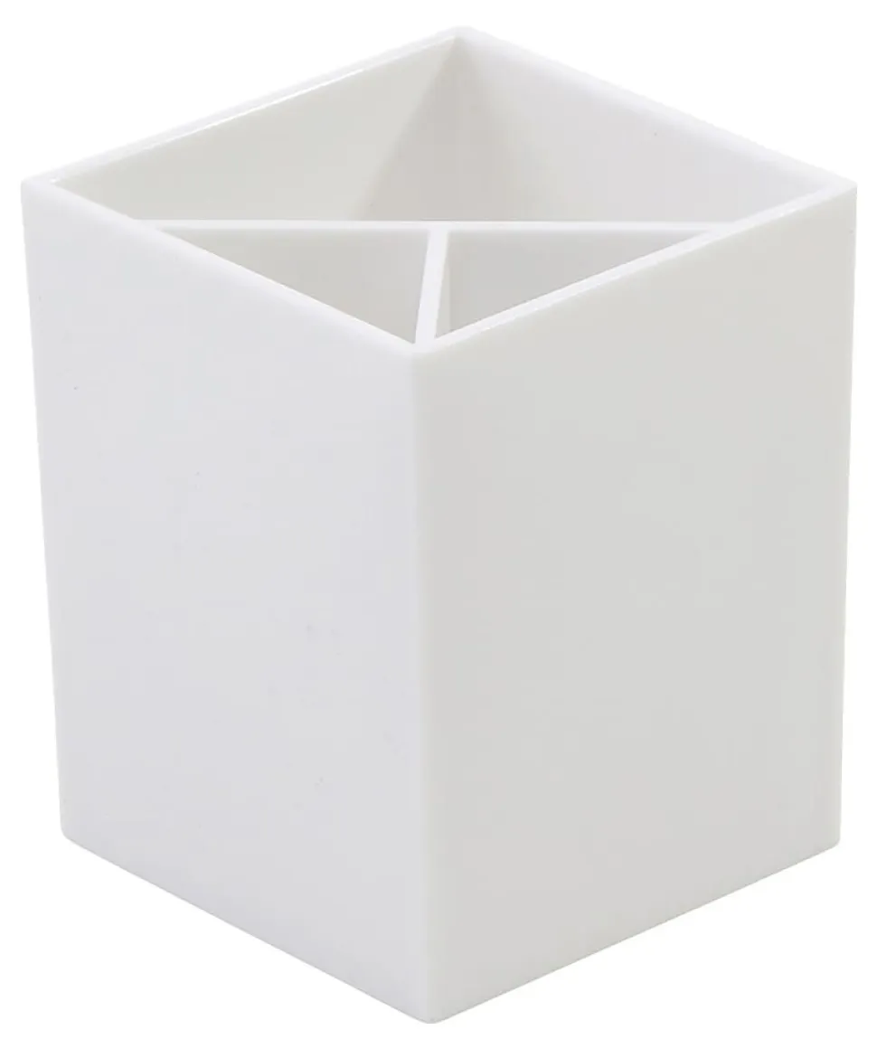 Realspace® White Plastic 3-Compartment Pencil Cup