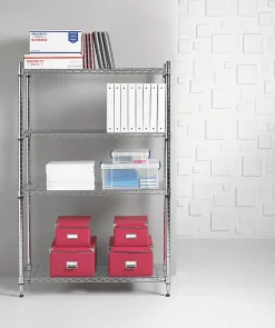 Realspace® Wire Shelving, 4-Shelves, 54"H x 36"W x 14"D, Black
