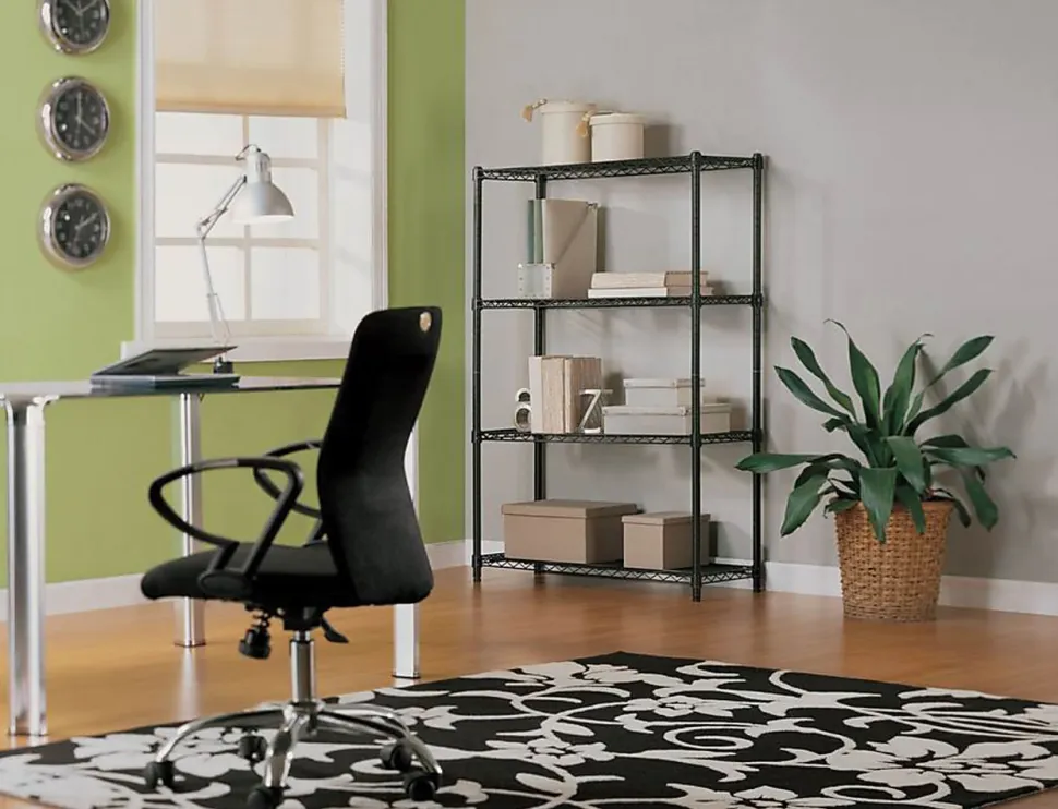 Realspace® Wire Shelving, 4-Shelves, 54"H x 36"W x 14"D, Black