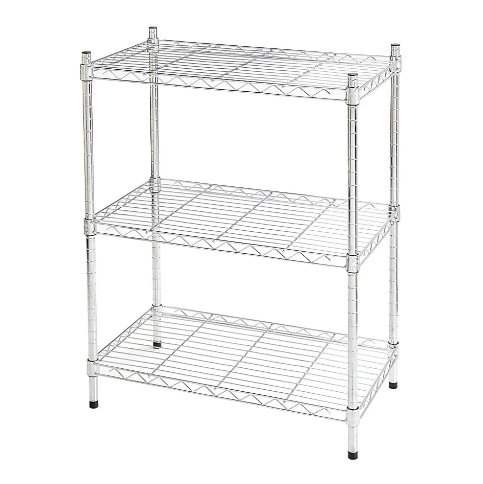 Realspace® Wire Shelving, 3-Shelves, 30"H x 23"W x 13"D, Chrome