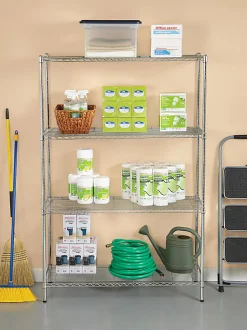 Realspace® Wire Shelving, 4-Shelves, 72"H x 48"W x 18"D, Chrome