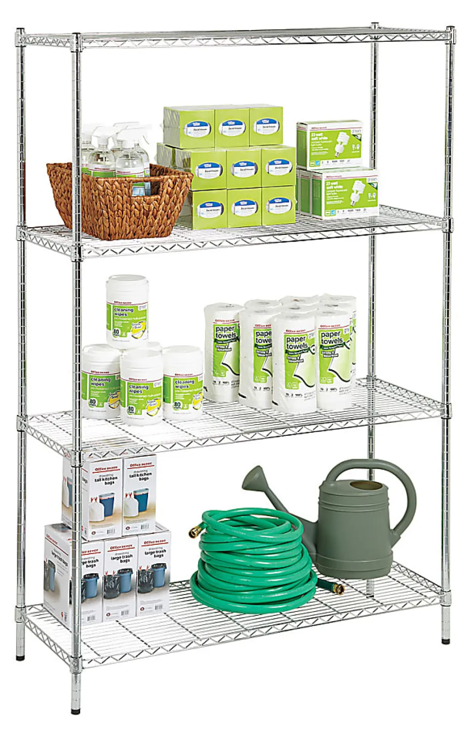 Realspace® Wire Shelving, 4-Shelves, 72"H x 48"W x 18"D, Chrome