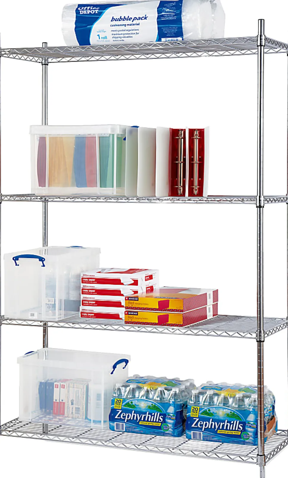 Realspace® Wire Shelving, 4-Shelves, 72"H x 48"W x 18"D, Chrome