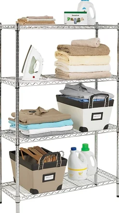 Realspace® Wire Shelving, 4-Shelves, 54"H x 36"W x 14"D, Chrome