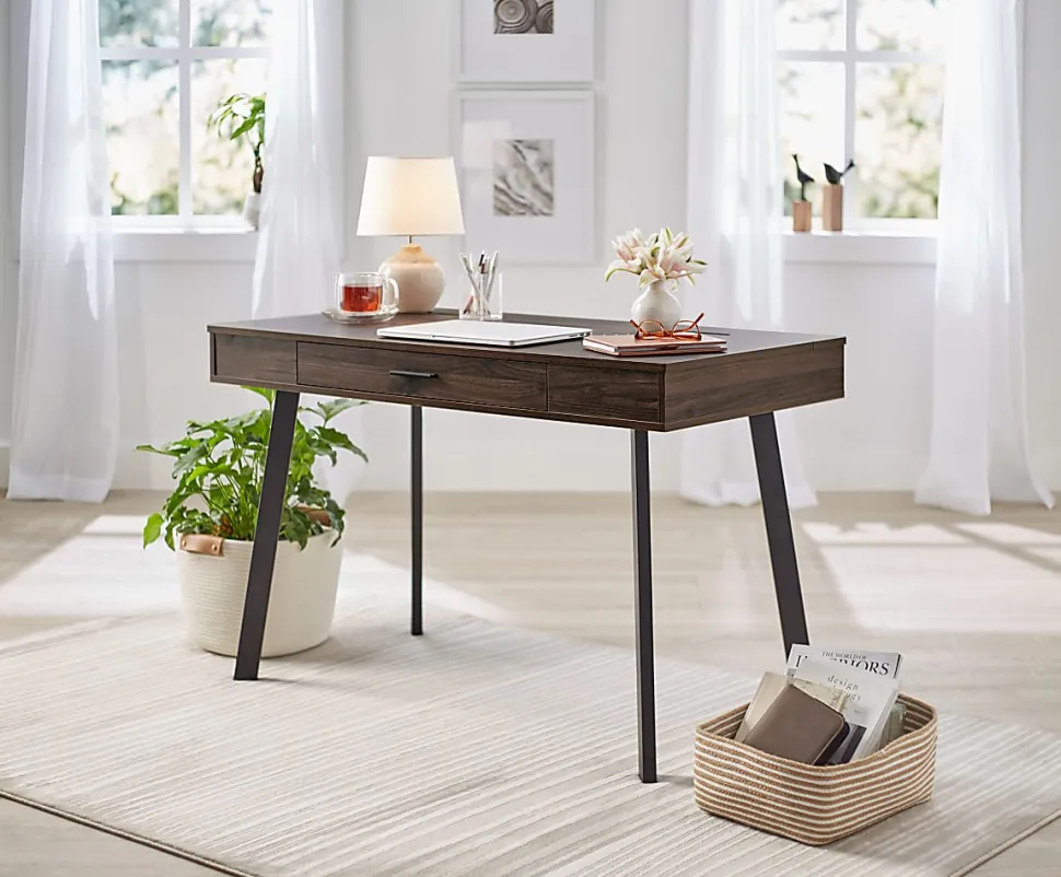 Realspace® 48"W Lancott Computer Desk, Dark Brown