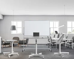 Realspace® 28"W Mobile Sit-to-Stand Compact Desk/Laptop Cart Workstation, 28-3/4"H x 28"W x 22-1/16"D, White