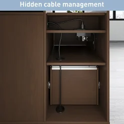 Realspace® 40”W Multifunction Mobile File Cabinet Printer Stand with Integrated Power & Charging, Espresso Oak, BIFMA Compliant