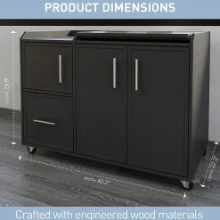 Realspace® 40”W Multifunction Mobile File Cabinet Printer Stand with Integrated Power & Charging, Espresso Oak, BIFMA Compliant