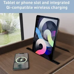 Realspace® 40”W Multifunction Mobile File Cabinet Printer Stand with Integrated Power & Charging, Espresso Oak, BIFMA Compliant
