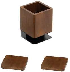 Realspace® Wood/Metal Pen Cup With Coasters, 5-1/4