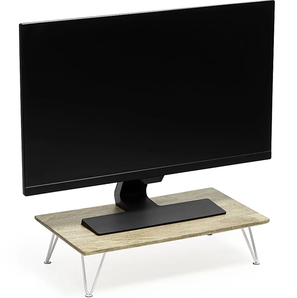 Realspace® Wood Monitor Stand, 4-3/4"H x 18"W x 10"D, Natural/White