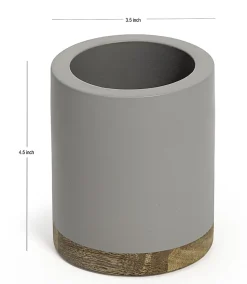 Realspace® Wood Pen Cup, 4-1/2"H x 3-1/2"W x 3-1/2"D, Gray/Natural