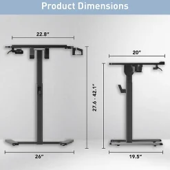 Realspace® 26"W Sit-to-Stand Compact Desk/Laptop Cart Mobile Workstation, 42-1/8”H x 26”W x 20”D, Black, BIFMA Compliant