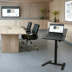 Realspace® 26"W Sit-to-Stand Compact Desk/Laptop Cart Mobile Workstation, 42-1/8”H x 26”W x 20”D, Black, BIFMA Compliant