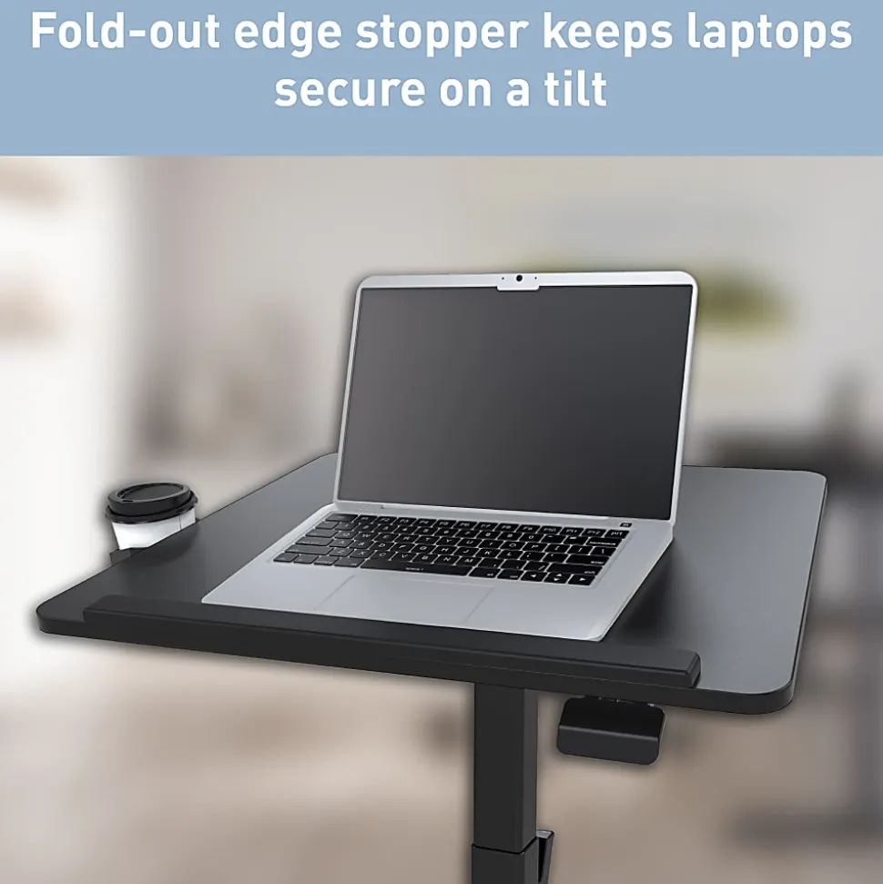 Realspace® 26"W Sit-to-Stand Compact Desk/Laptop Cart Mobile Workstation, 42-1/8”H x 26”W x 20”D, Black, BIFMA Compliant
