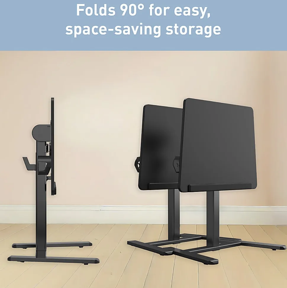 Realspace® 26"W Sit-to-Stand Compact Desk/Laptop Cart Mobile Workstation, 42-1/8”H x 26”W x 20”D, Black, BIFMA Compliant