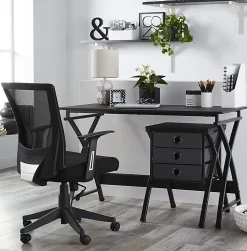 Realspace® X-Cross 48"W Computer Desk With File Cabinet, Black