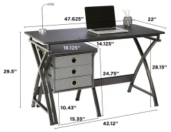 Realspace® X-Cross 48"W Computer Desk With File Cabinet, Black