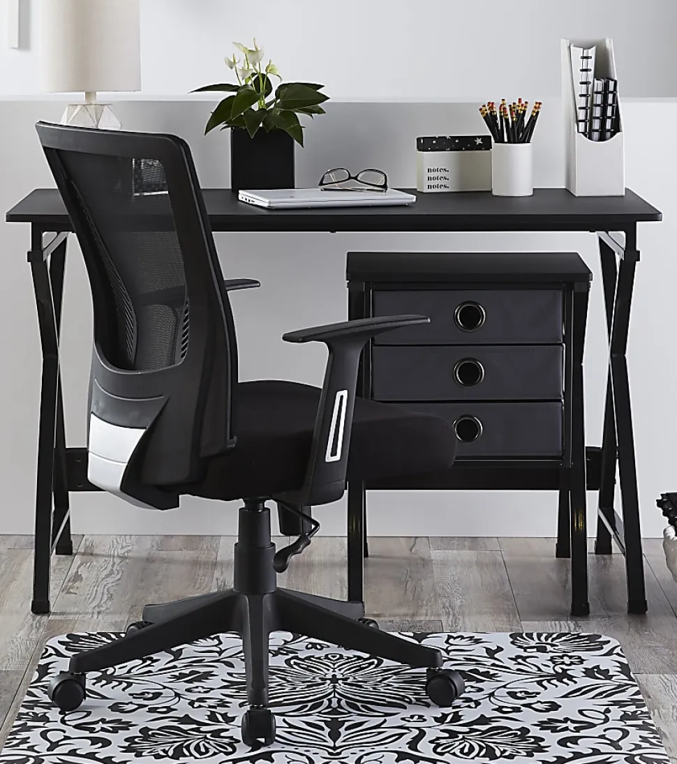 Realspace® X-Cross 48"W Computer Desk With File Cabinet, Black