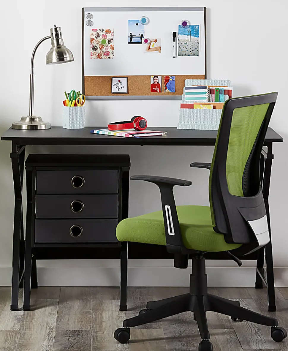 Realspace® X-Cross 48"W Computer Desk With File Cabinet, Black