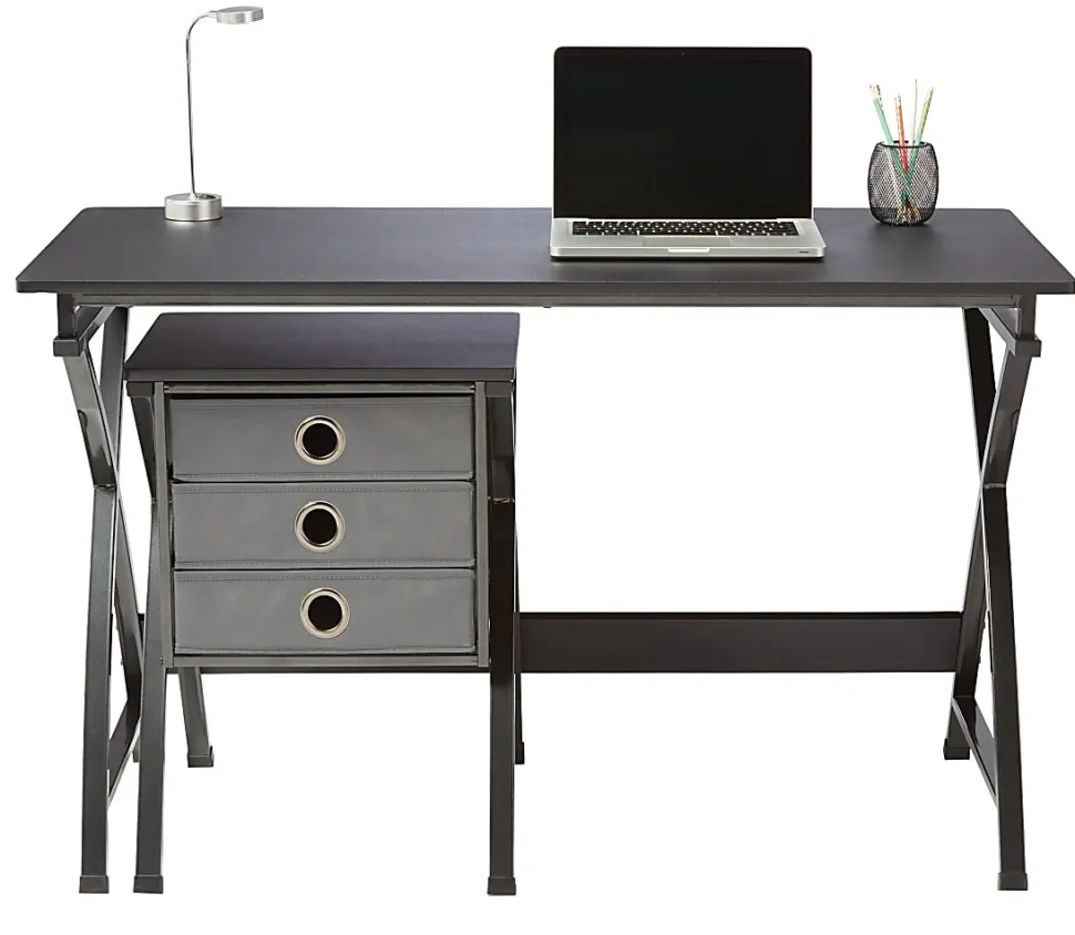 Realspace® X-Cross 48"W Computer Desk With File Cabinet, Black
