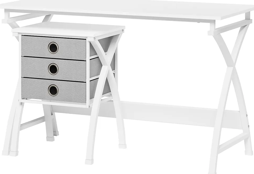 Realspace® X-Cross 48"W Computer Desk With File Cabinet, White, ODUSBTSXDFW2