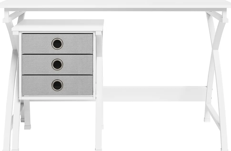 Realspace® X-Cross 48"W Computer Desk With File Cabinet, White, ODUSBTSXDFW2