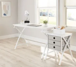 Realspace® X-Cross 48"W Computer Desk With File Cabinet, White, ODUSBTSXDFW3