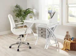 Realspace® X-Cross 48"W Computer Desk With File Cabinet, White, ODUSBTSXDFW3