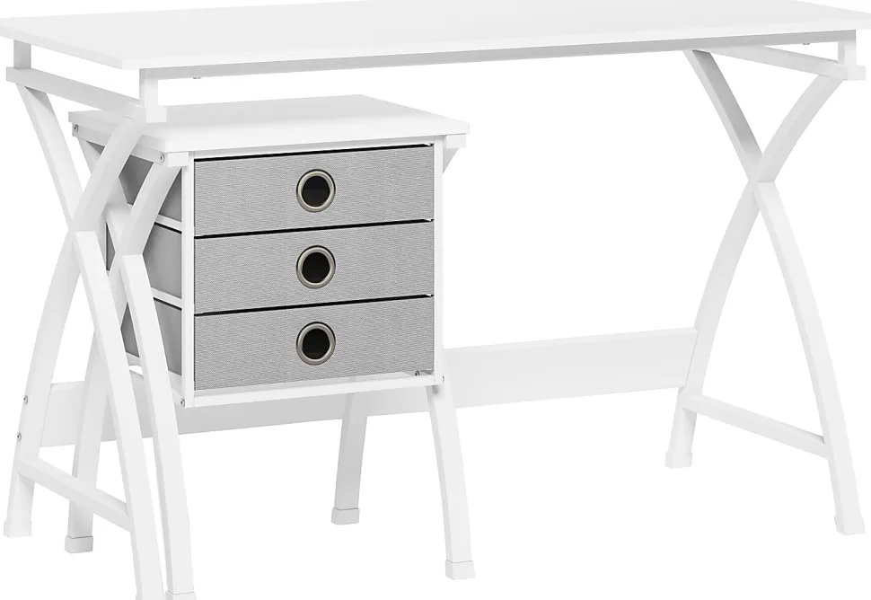 Realspace® X-Cross 48"W Computer Desk With File Cabinet, White, ODUSBTSXDFW3