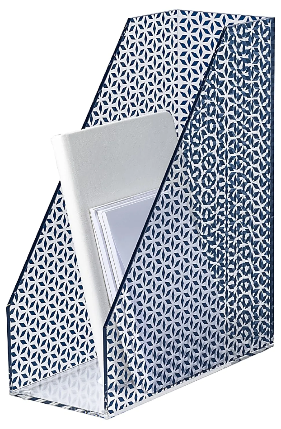 Realspace® Zora Acrylic Magazine File Holder, 11-5/8"H x 4"W x 9-1/4"D, Clear/Blue