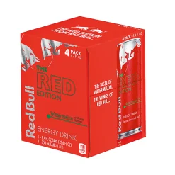 Red Bull Energy Drinks, Red Edition, 8.4 Oz, Pack Of 4 Cans