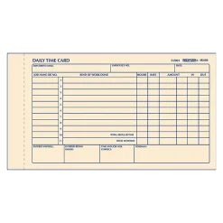 Rediform® Daily Time Clock Card Pads, For Daily Time/2-Page, 4.25" x 7", Manila, 100 Pages