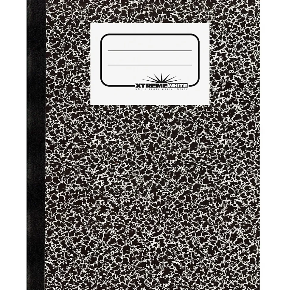 Rediform National 1 subject composition book. 80 sheets, Sewn binding with Flexible Black Marble Cover, Xtreme White paper, 10'' x 7 7/8''