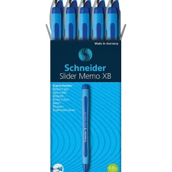 Rediform® Schneider Slider Memo XB Ballpoint Pens, Extra Broad Point, 1.4 mm, Blue Barrels, Blue Ink, Pack Of 10 Pens