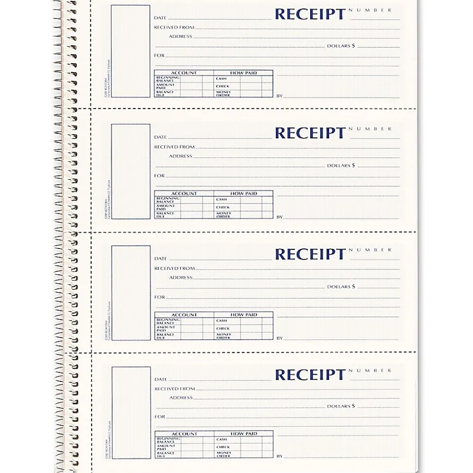 Rediform® Wirebound Money Receipt Book, 3-Part, Carbonless, 2 3/4" x 7", Set Of 120