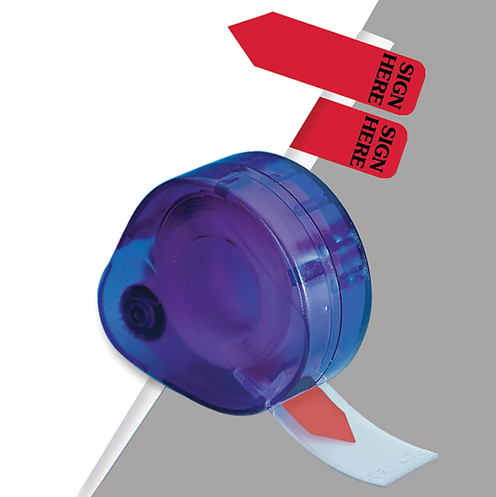 Redi-Tag® Preprinted Signature Flags In Dispenser, SIGN HERE, Arrow, Red