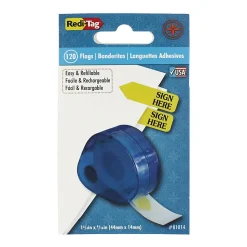 Redi-Tag® Preprinted Signature Flags In Dispenser, SIGN HERE, Yellow