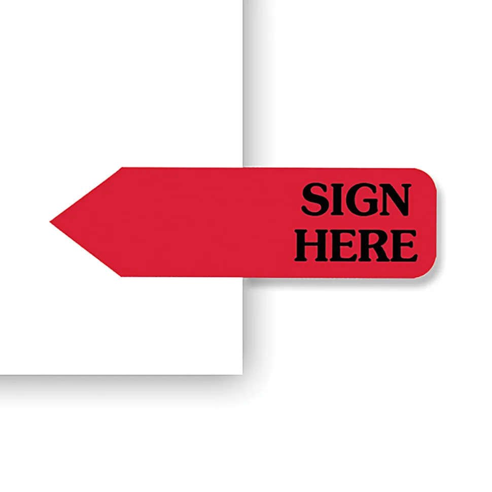 Redi-Tag® Preprinted Signature Flags Refill, "SIGN HERE", Red, Removable, 120 Flags Per Roll, 6 Rolls