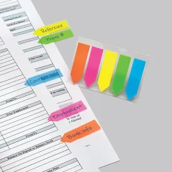 Redi-Tag See Note Arrow Page Flags On Clip-On Holder, 1 3/4" x 15/32", Assorted Neon Colors, Pack Of 125
